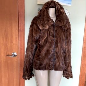 Natural Mink jacket with decorative collar and sleeves